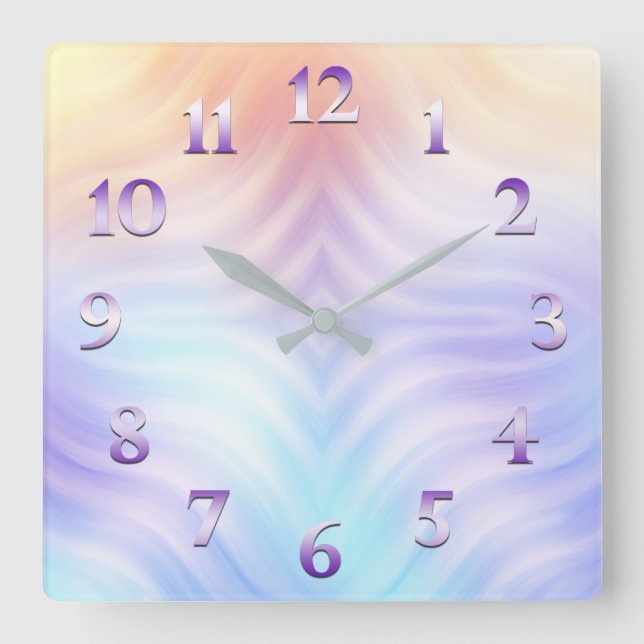 Orange Lavender Teal Square Wall Clock (Front)