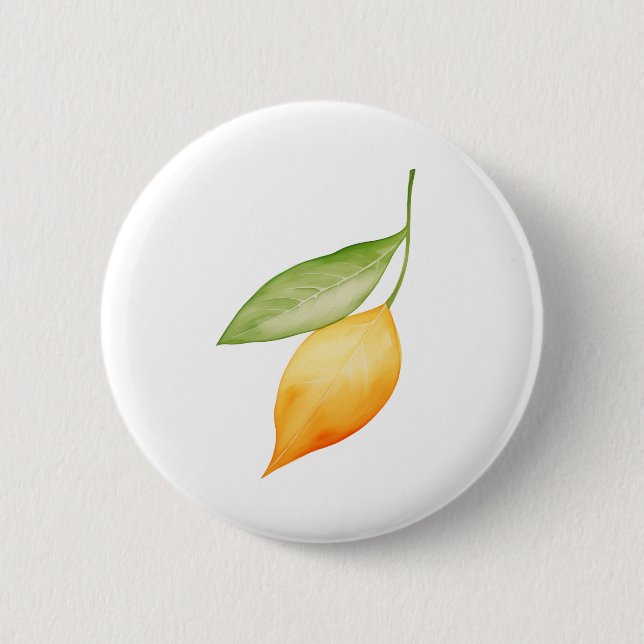 Orange Leaf 6 Cm Round Badge (Front)