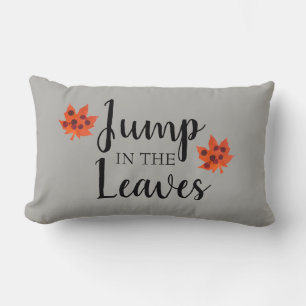 Orange Leaf Autumn Jump in the Leaves Throw Pillow
