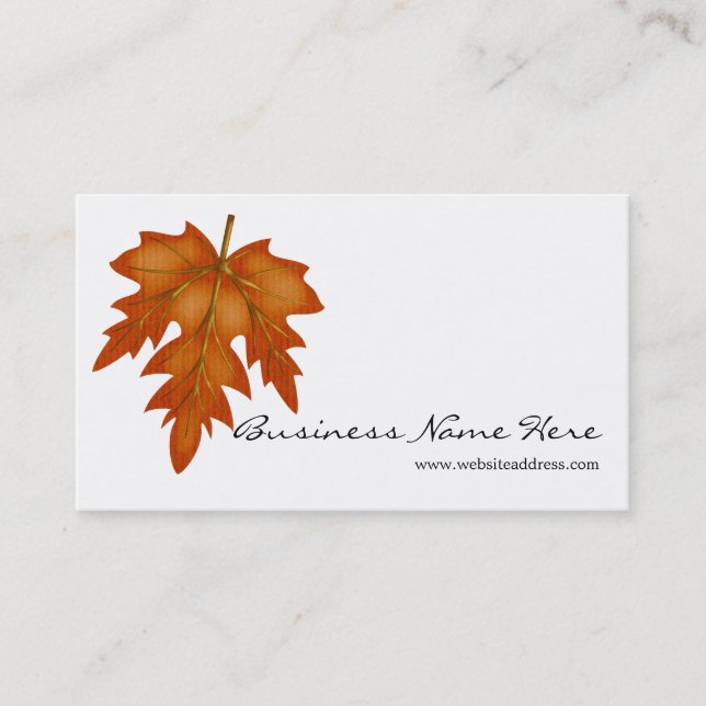 Orange Leaf Fall Season Themed Business Card (Front)