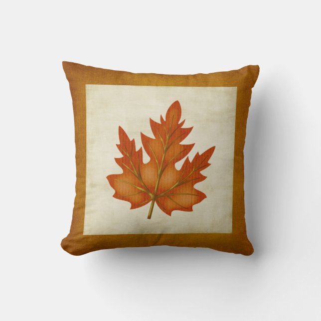 Orange Leaf Fall Season Themed Pillow (Front)