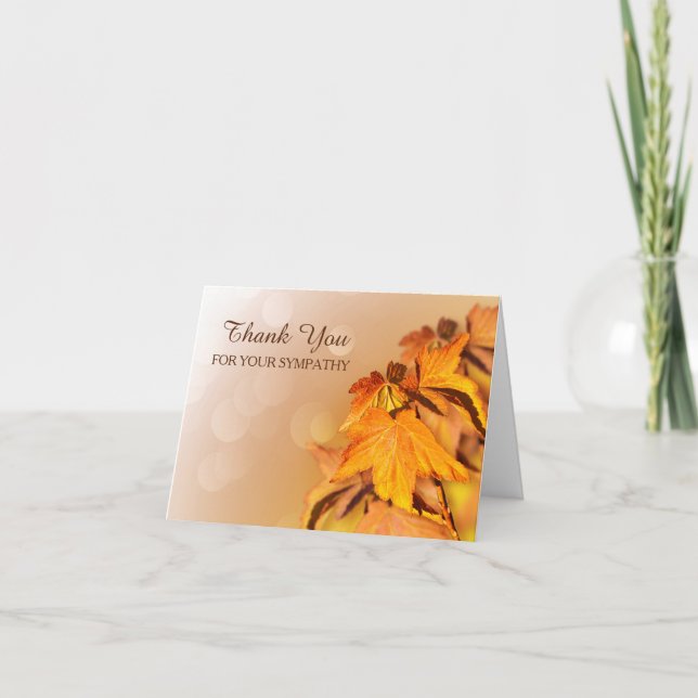 Orange Leaf Sympathy Thank You Card (Front)