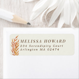 Orange Leafy Branches Return Addess Return Address Label