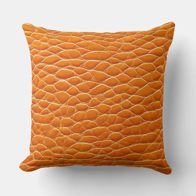 Orange leather effect pattern cushion (Front)