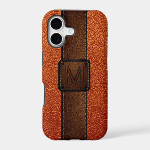 Orange leather look brown tag