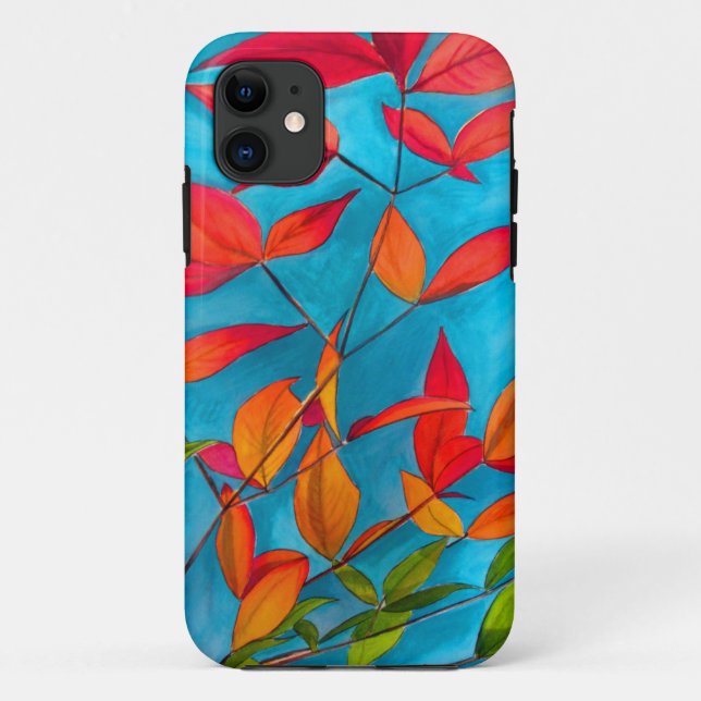 Orange leaves Autumn original watercolour art Case-Mate iPhone Case (Back)