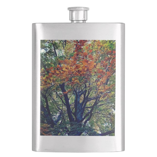 Orange leaves  hip flask (Front)
