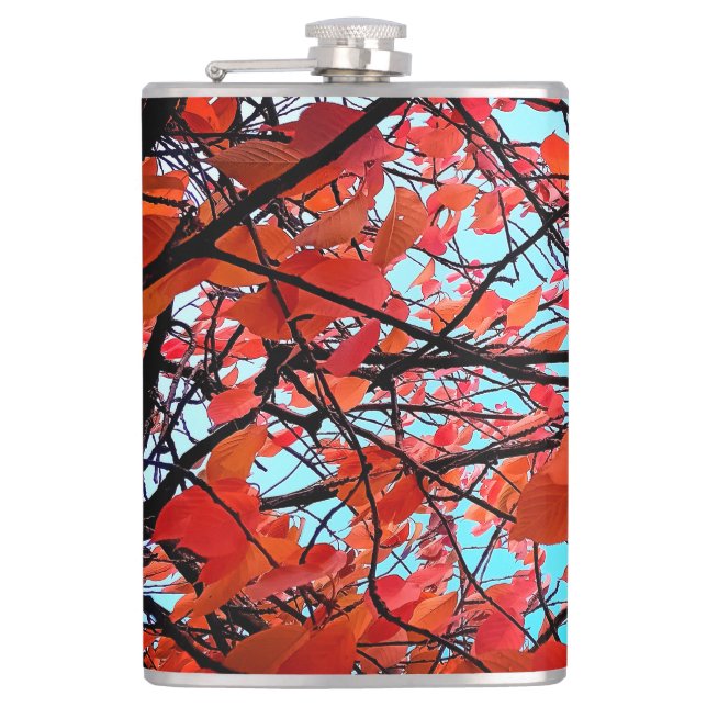 Orange leaves hip flask (Front)