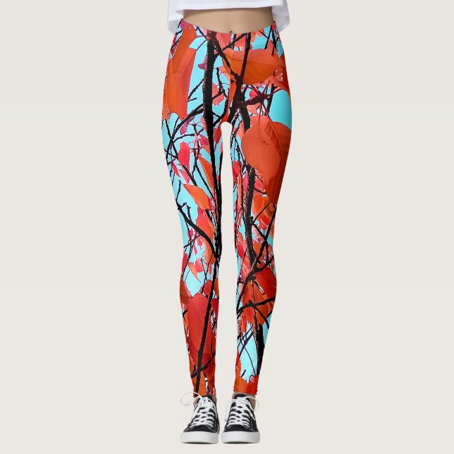 Orange leaves  leggings (Front)