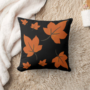 Orange leaves on autumn pattern cushion