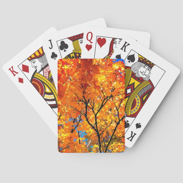 Orange leaves playing cards (Back)