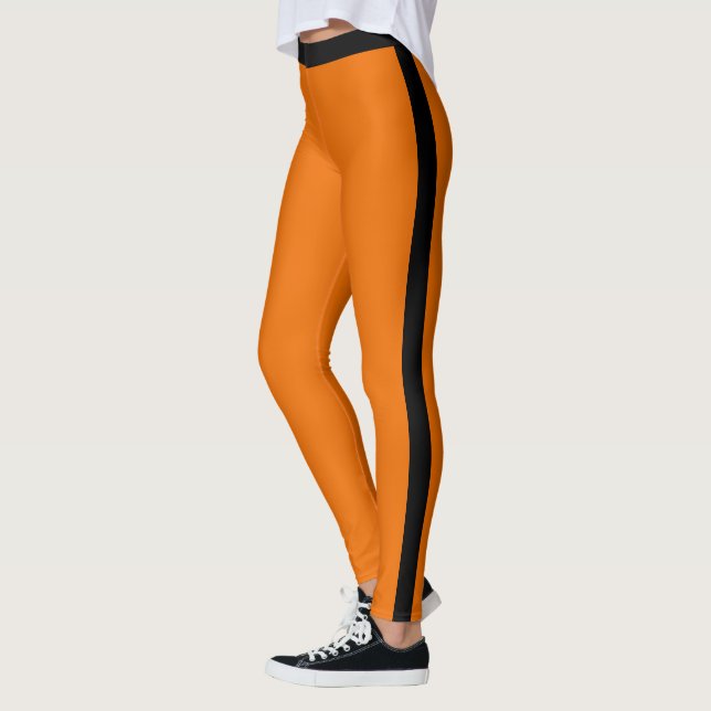 Orange Leggings Black Side Stripe or Choose Colour (Left)