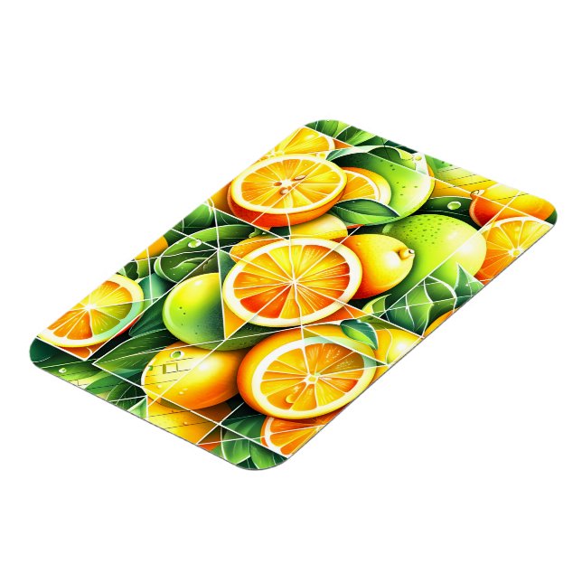 Orange Lemon Botanical Citrus Geometric Magnet (Left Side)