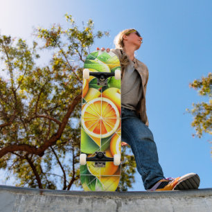 Orange Lemon Botanical Citrus Geometric Skateboard