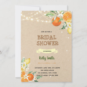 Orange lemon citrus theme shower invitation
