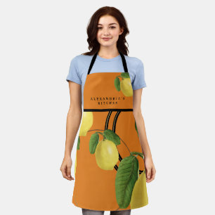 Orange Lemon Print Pattern   Your Name + Kitchen Apron