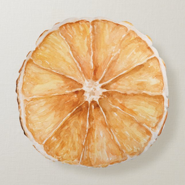 Orange & Lemon Slice Fruit Round Cushion (Front)