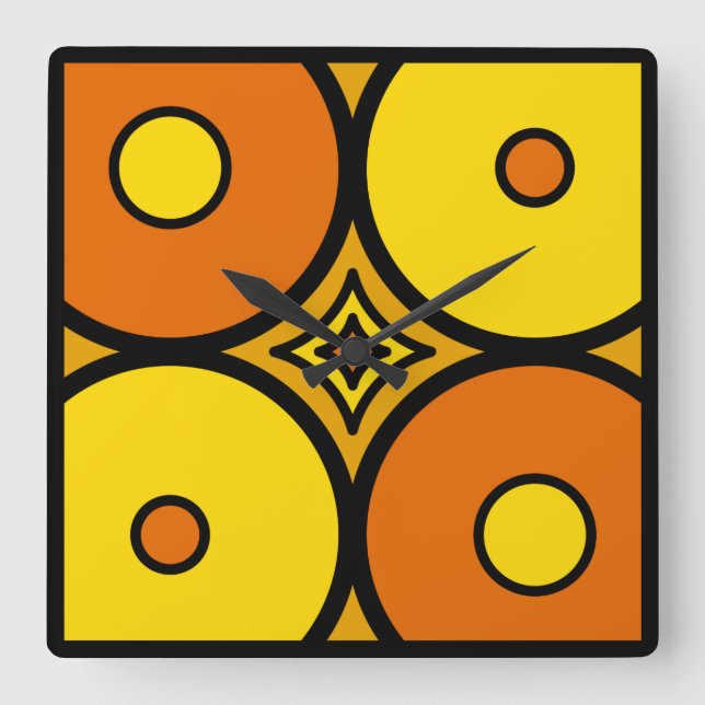 Orange & Lemon Square Wall Clock (Front)