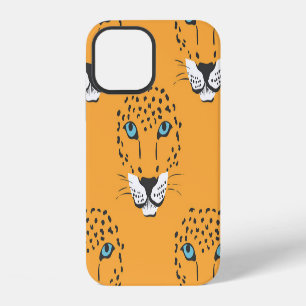 Orange leopard head, seamless pattern. iPhone 12 case