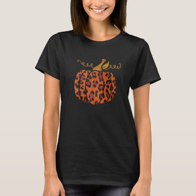Orange leopard print pumpkin T-Shirt (Front)