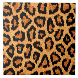 Orange leopard skin print ceramic tile