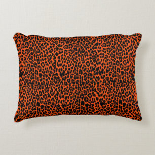 Orange Leopard Skin Print Decorative Cushion