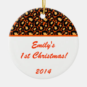 Orange Leopard Spot Personalised Name Ornament
