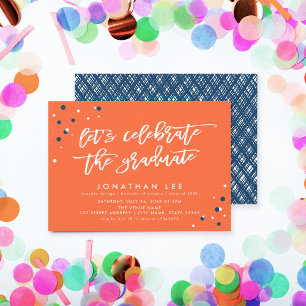 Orange Let's Celebrate the Graduate Grad Party Invitation