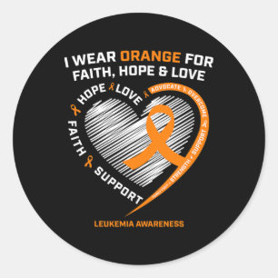 Orange Leukaemia Awareness Faith Hope Love Christi Classic Round Sticker