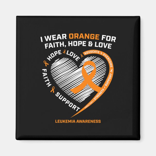 Orange Leukaemia Awareness Faith Hope Love Christi Magnet (Front)