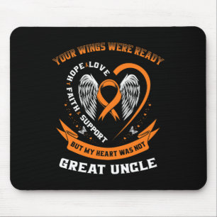 Orange Leukaemia Awareness Great Uncle Your Wings Mouse Pad