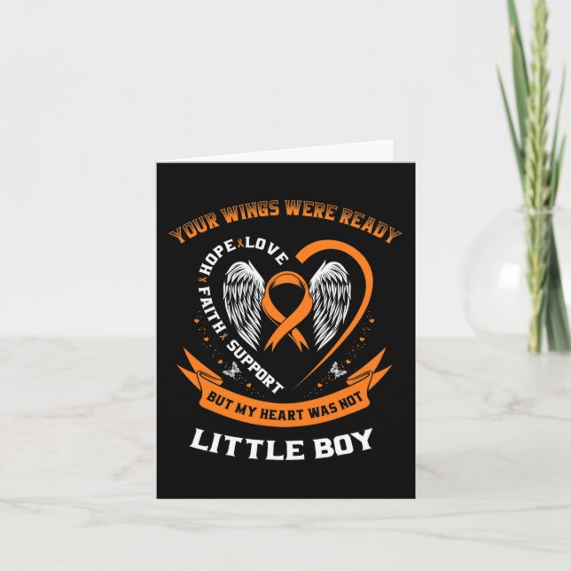Orange Leukaemia Awareness Little Boy Childhood Ca Card (Front)