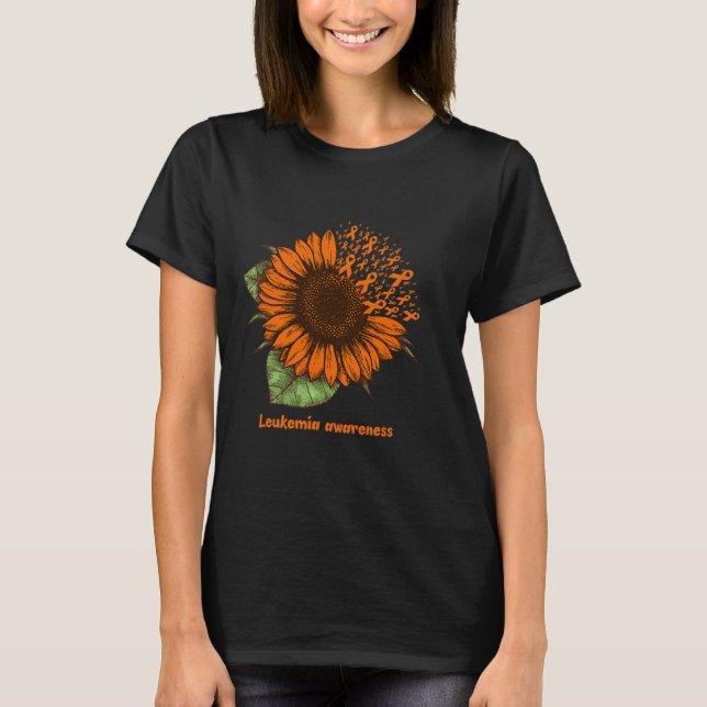 orange leukaemia awareness sunflower gift warrior  T-Shirt (Front)