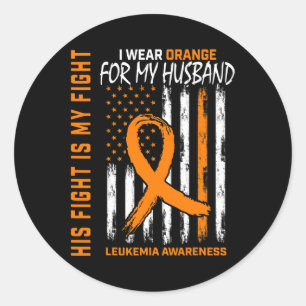 Orange Leukaemia Cancer Awareness Husband American Classic Round Sticker