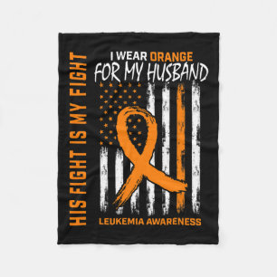 Orange Leukaemia Cancer Awareness Husband American Fleece Blanket