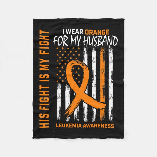 Orange Leukaemia Cancer Awareness Husband American Fleece Blanket (Front)
