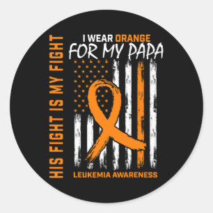 Orange Leukaemia Cancer Awareness Papa American Fl Classic Round Sticker