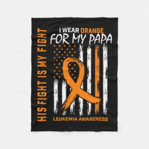 Orange Leukaemia Cancer Awareness Papa American Fl Fleece Blanket