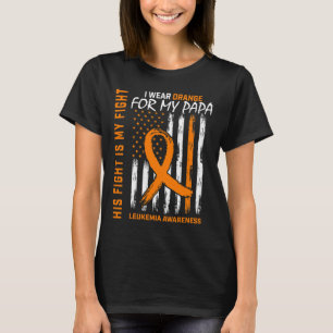 Orange Leukaemia Cancer Awareness Papa American Fl T-Shirt