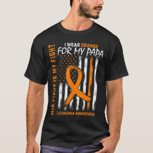 Orange Leukaemia Cancer Awareness Papa American Fl T-Shirt