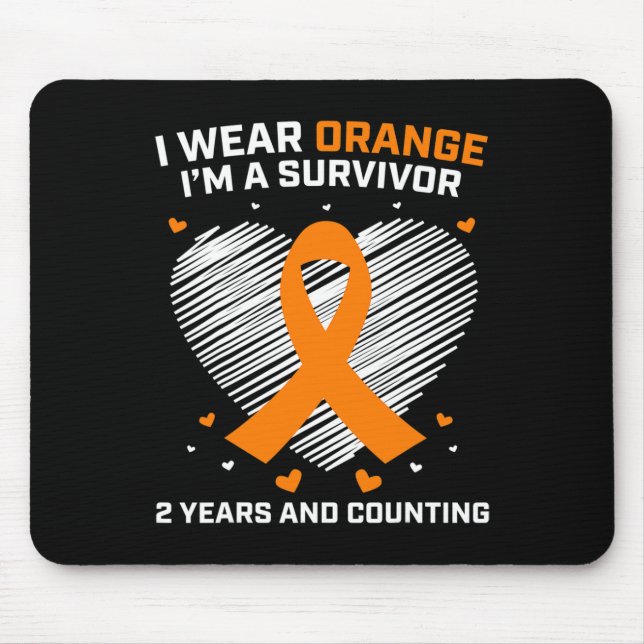 Orange Leukaemia Survivor Gifts 2 Years Cancer Fre Mouse Pad (Front)