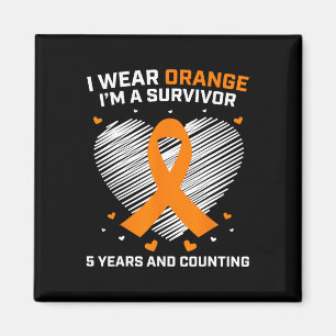Orange Leukaemia Survivor Gifts 5 Years Cancer Fre Magnet