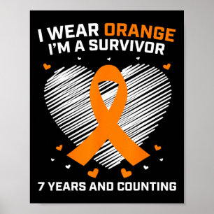 Orange Leukaemia Survivor Gifts 7 Years Cancer Fre Poster