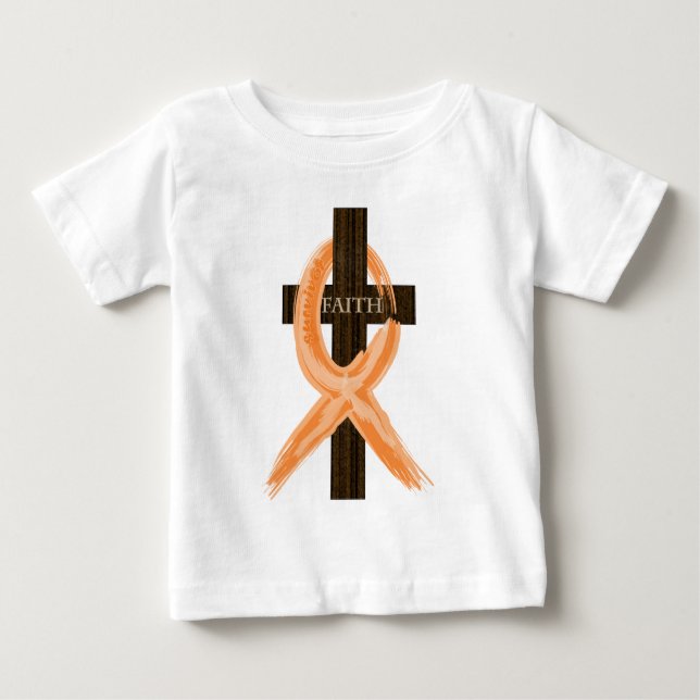 Orange Leukaemia Survivor's Cross of Faith Baby T-Shirt (Front)