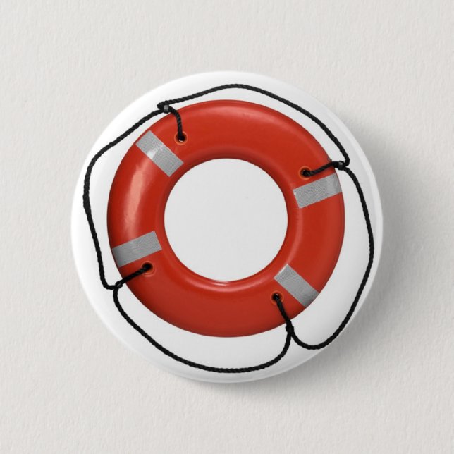 ORANGE LIFE RING 6 CM ROUND BADGE (Front)