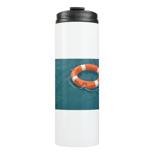 Orange lifebuoy ring thermal tumbler (Front)