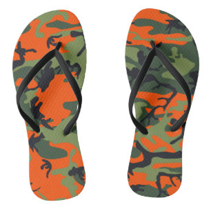 Orange, Light Green, Dark Green, Black Camouflage Thongs