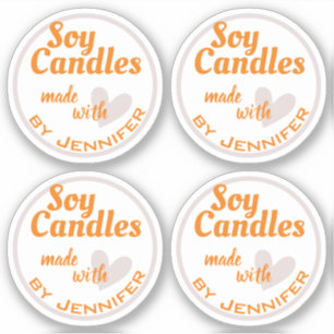 Orange Light Grey Heart Made with Love Soy Candles