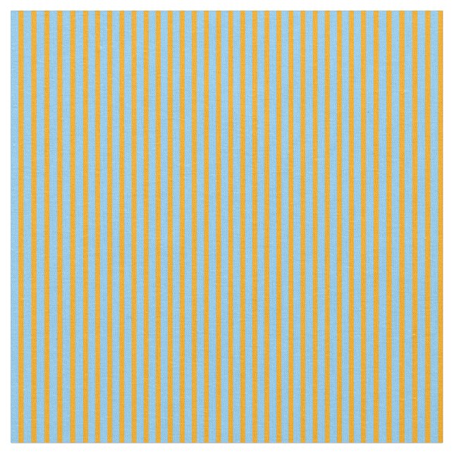 Orange & Light Sky Blue Coloured Pattern Fabric (Close Up)