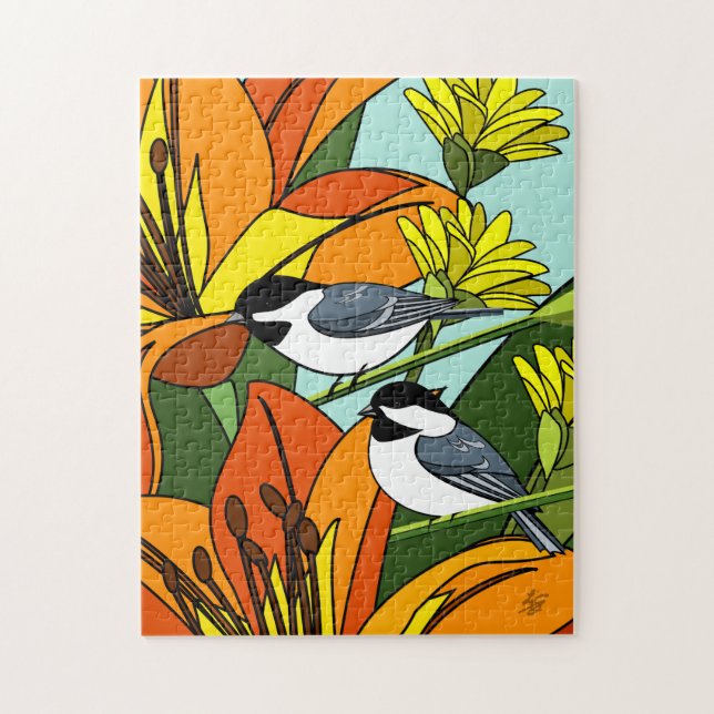Orange Lilies and Daisies Jigsaw Puzzle (Vertical)